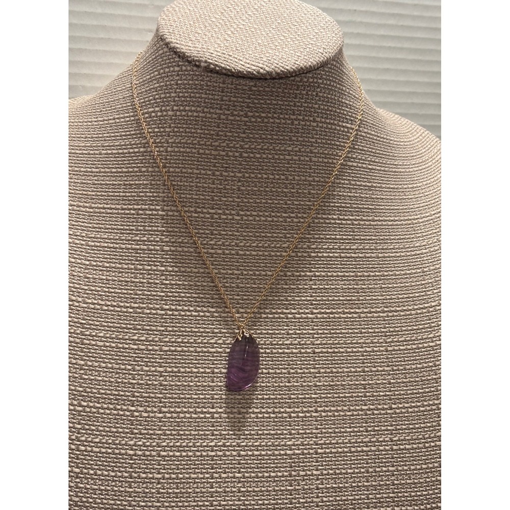 Amethyst Purple Stone Pendant Necklace 18 Inch 1/20 12K gold filled rope chain - Picture 4 of 9